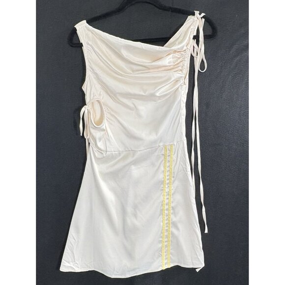 NWT ZEMETA Sports Line Women Cowl Neck Mini Dress Satin Sz XS Ivory Sexy 4-2 - Picture 2 of 14